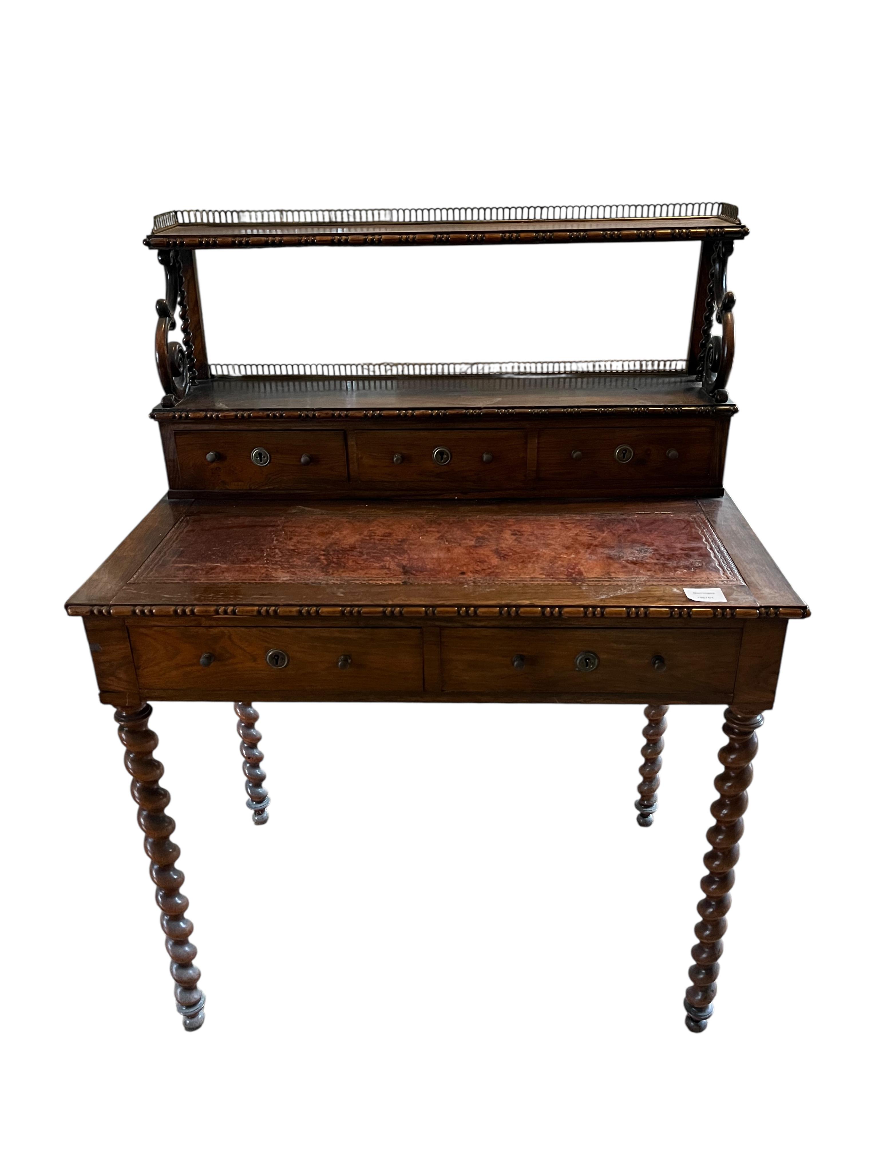 A 19th century Continental rosewood bonheur du jour, width 81cm, depth 52cm, height 110cm